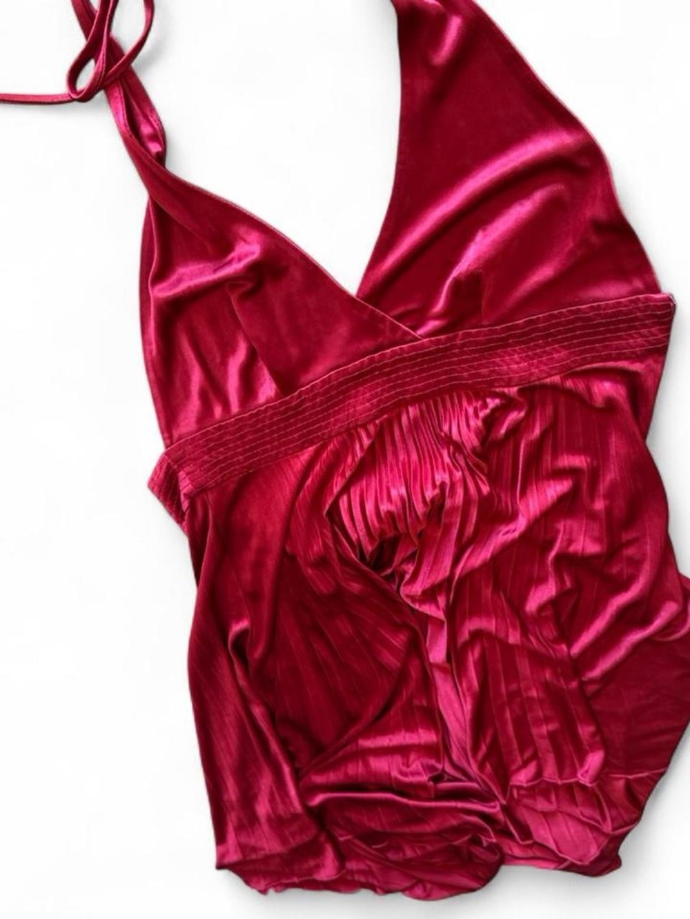 bebe Satin V-Neck Halter Chemise Dress